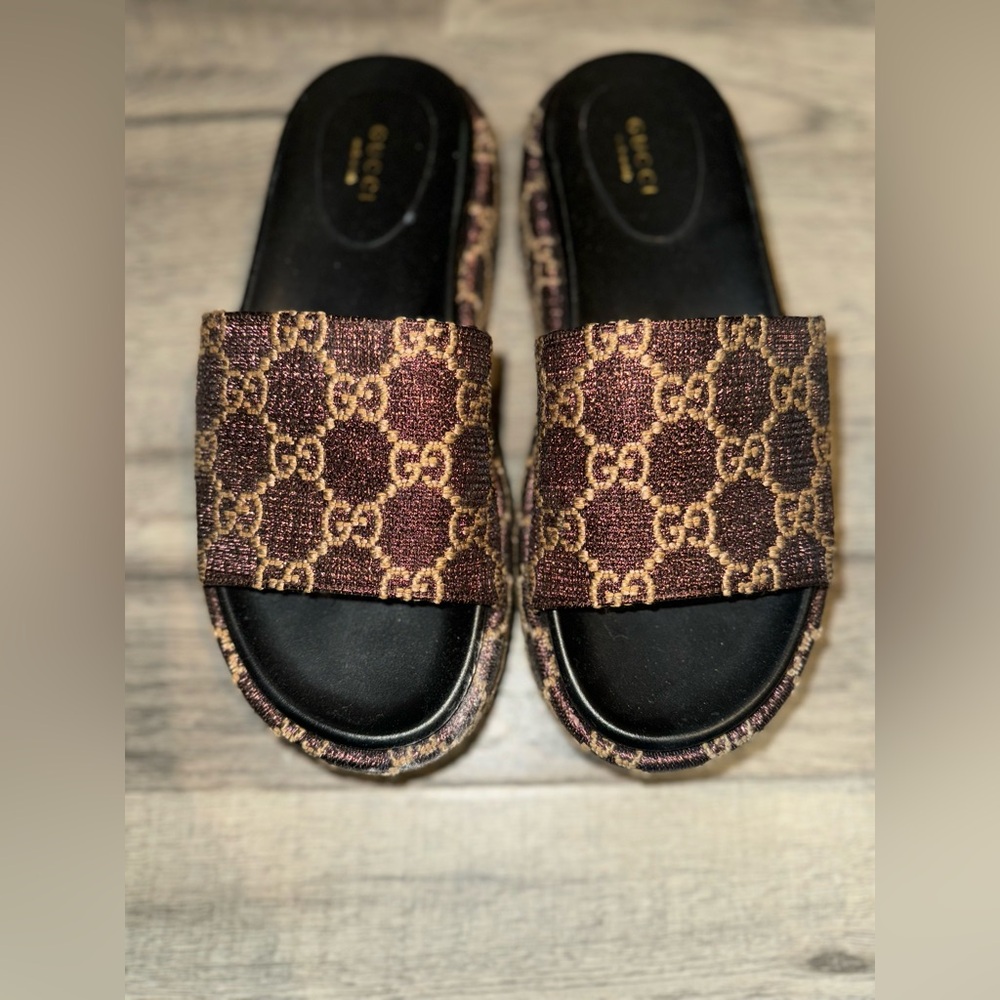 Brown Gucci Platform Slide 37